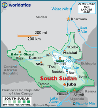 South Sudan map. 